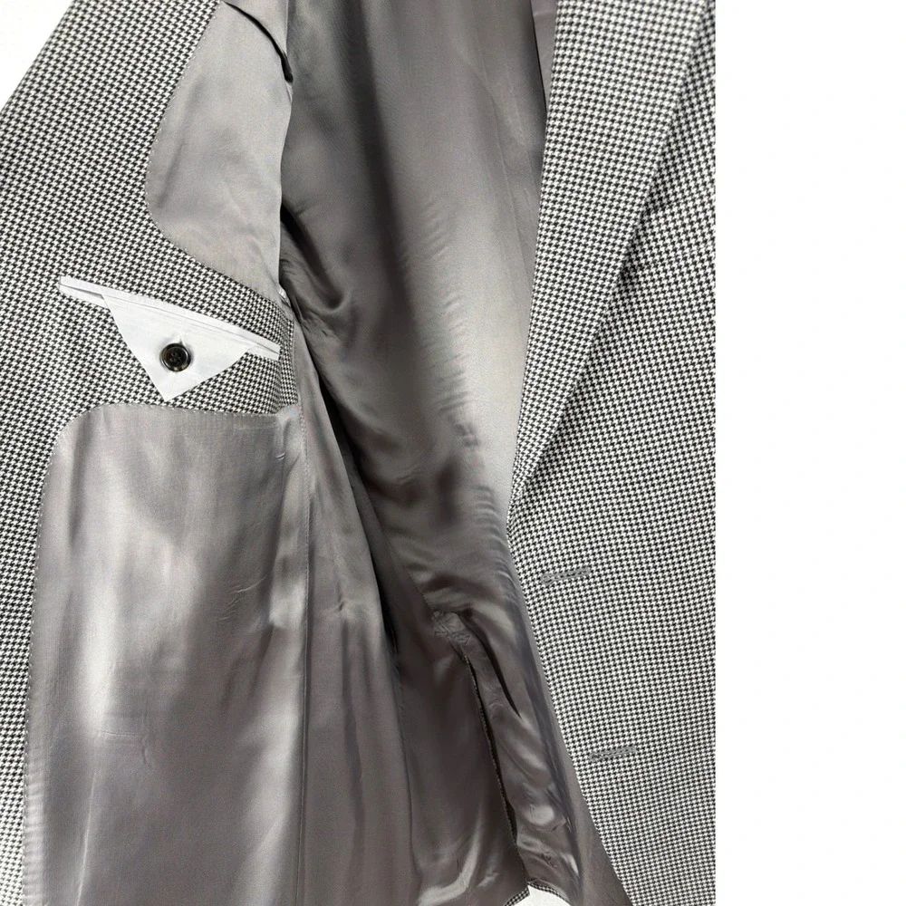 Jack Victor Exclusive Collection 100% Cashmere Micro Houndstooth Blazer Mens 46R